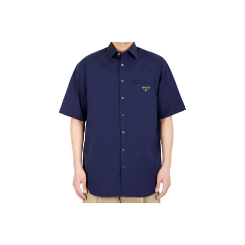 PRADA Мужские рубашки морского синего цвета