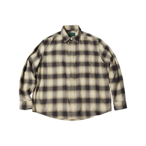 Haonanhuang Рубашка Унисекс Коричневая Клетка