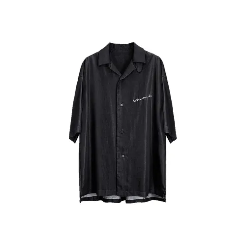 HUANXIANGZHE Короткий рукав рубашка унисекс черный