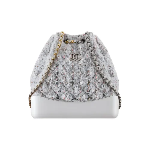 CHANEL Gabrielle Холст Ткань Вязаная Кожа С кожаными вставками Одно плечо Через плечо Портативный Хобо Сумка Рюкзак Women's Silver Серый