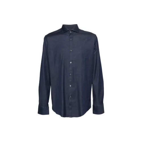 Canali SS24 Рубашка Мужская Морской Синий