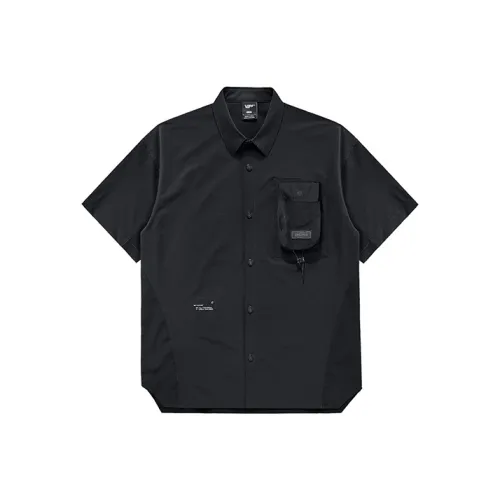 VIP Однотонный 3D-эффект Карман Тонкий Короткий Рукав Рубашка Унисекс