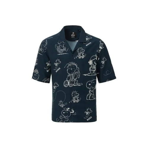 HUGO BOSS X PEANUTS Коллаборация SS22 Рубашка Унисекс Синий