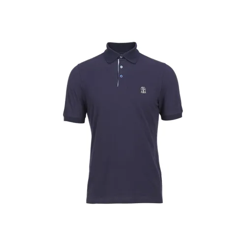 BRUNELLO CUCINELLI Темно-синий Мужская рубашка polo