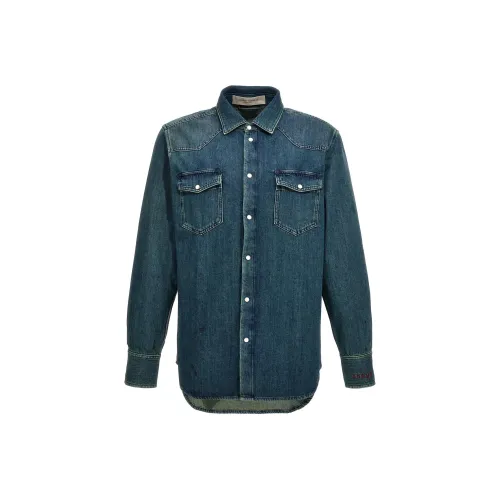 Golden Goose Blue Men's Shirts Золотое Гуси Синий Мужской Рубашки