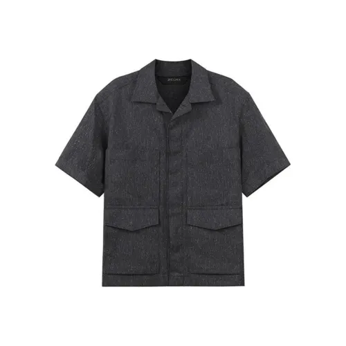 Ermenegildo Zegna Темно-серые Мужские Рубашки