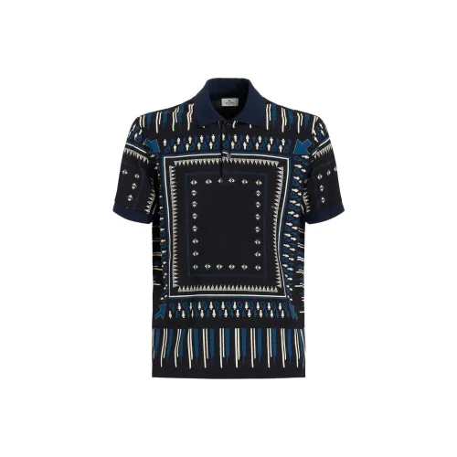ETRO Темно-синий Синий Мужская Рубашка Поло