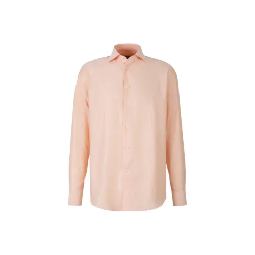 Canali Рубашка Мужская Светло-Оранжевая