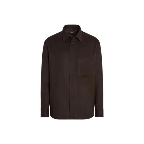 Ermenegildo Zegna Темно-коричневые Мужские Рубашки