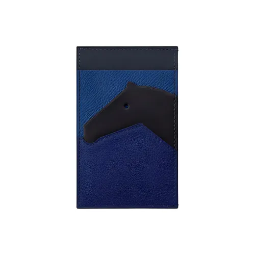 HERMES Коровья кожа с вставками из кожи держатель для карт мужской чернильно-синий