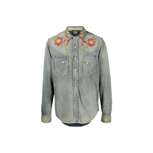 Double RL Blue Men's Shirts Двойной RL Синий Мужской Рубашки