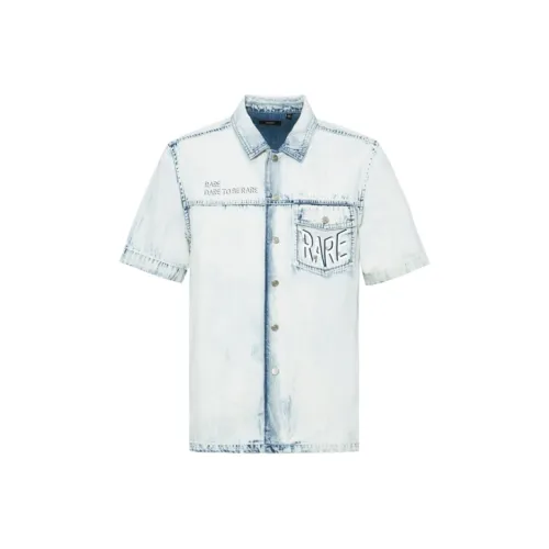RARE Короткий рукав рубашка мужская светло-синяя