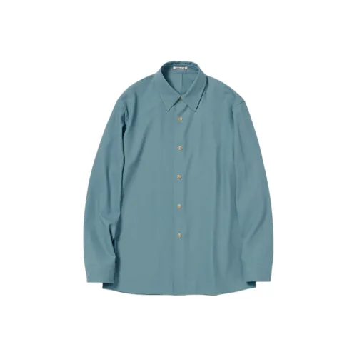 Auralee SS24 Рубашка Мужская Синяя Серый