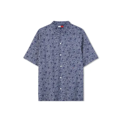 Tommy Hilfiger Tommy Jeans X Keith Haring Co Branded Series Синий С принтом 0YF Унисекс Рубашки