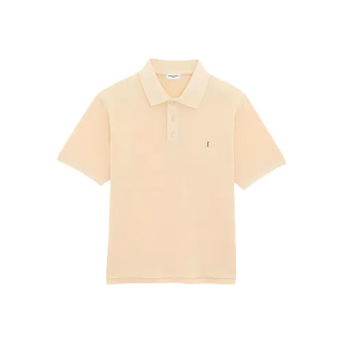 SAINT LAURENT Cassandre Поло в Пике Мужское Бежевое