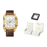 Коричневая кожа, золотистый оттенок, белый циферблат [Лимитированная подарочная коробка]