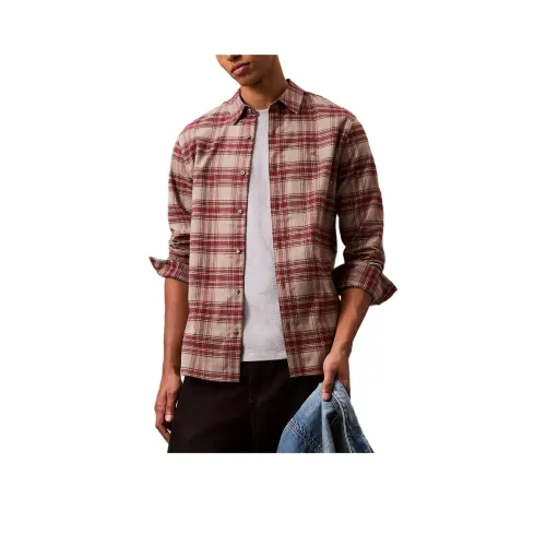 Calvin Klein Red Men's Shirts Кальвин Кляйн Красный Мужские Рубашки