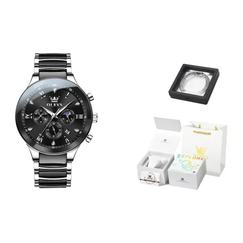 OLEVS Wisdom Series Кварцевый механизм Часы Мужские Черный циферблат