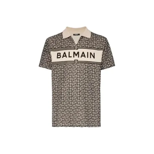 BALMAIN Мужская поло коричневого цвета