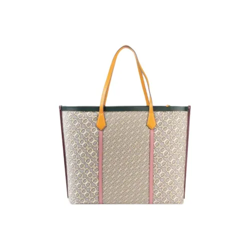 TORY BURCH Perry Кожа Тоут Сумка Сумка для покупок Сумка на плечо Сумка Большая Женская Серый и Желтый