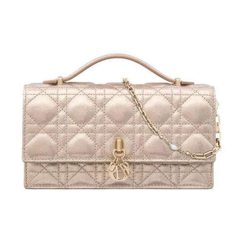 DIOR My Dior Телячья кожа Одно плечо Сумка Мини Женская Светло-золотая