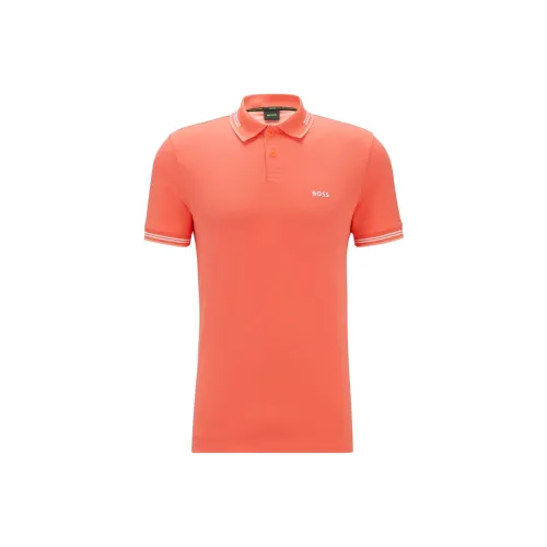 Hugo Boss Эластичный хлопок облегающий крой поло с брендингом мужское апельсин