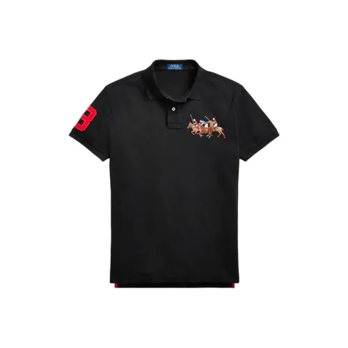 Polo Ralph Lauren Custom Slim Fit Triple Pony Polo Polo Men's Black