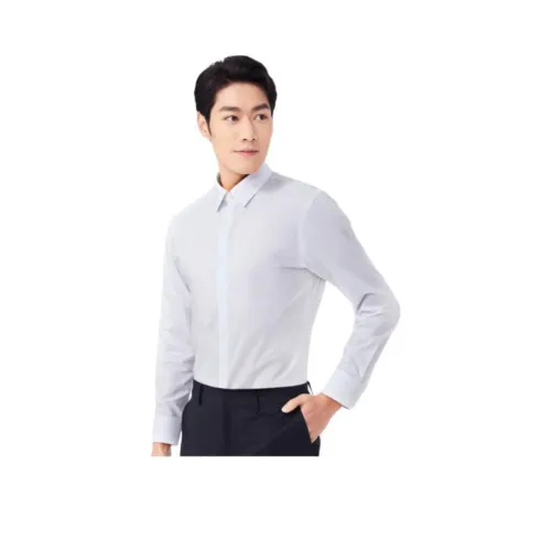 Ten As Shih Рубашка Мужская Светло-Серый Полосы