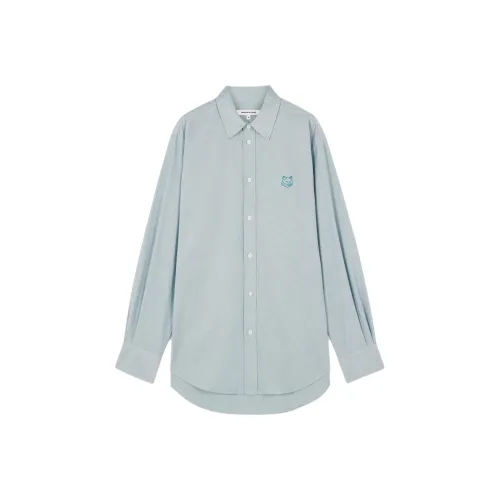 Maison Kitsune Мужские рубашки цианового цвета