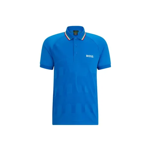 Hugo Boss Slim Fit Polo из Engineered Jacquard Jersey для мужчин синий