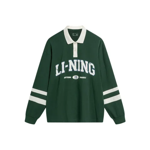 LINING Weekend Youth Sports Fashion Collection Поло Унисекс Винтаж Зеленый