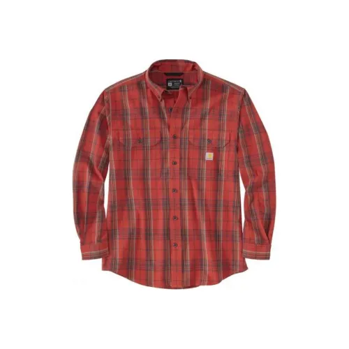 Carhartt 105946 Свободный крой MIDWEIGHT Шамбре Длинный рукав Клетчатая рубашка Мужская Chili Красный