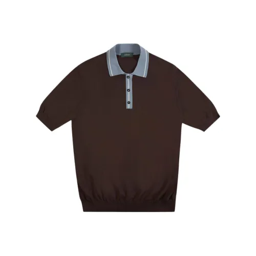 Zanone SS25 Поло Мужское Кофейного цвета