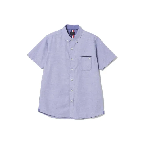 BEAMS совместная брендированная мужская рубашка саксонского синего цвета