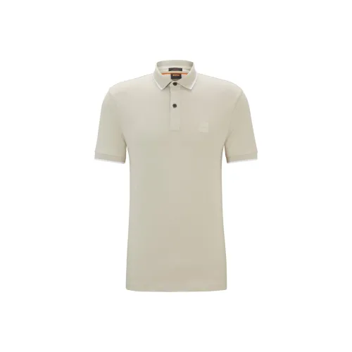 HUGO BOSS Slim Fit Polo из промытого эластичного хлопка мужское цвет экрю
