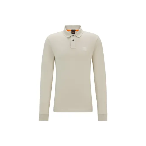 Hugo Boss Эластичная хлопковая поло с логотипом поло мужское бежевое