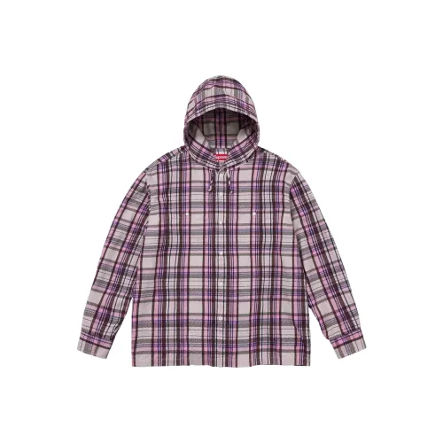 Supreme SS24 WEEK12 С принтом с капюшоном фланелевая рубашка унисекс
