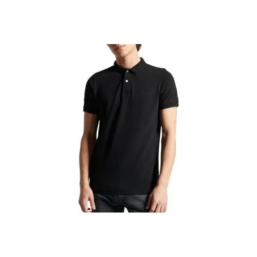 SUPERDRY Мужская поло рубашка черного цвета