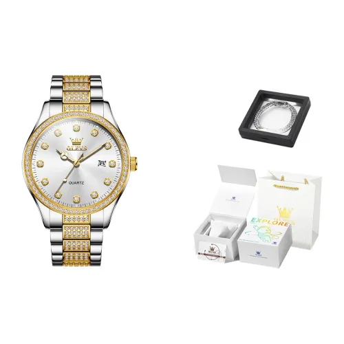 OLEVS Radiant Collection Кварцевый механизм Часы Мужские Белый циферблат