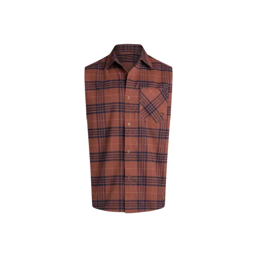 GYMSHARK CHECK Без рукавов Рубашка Мужская Каньон Коричневый