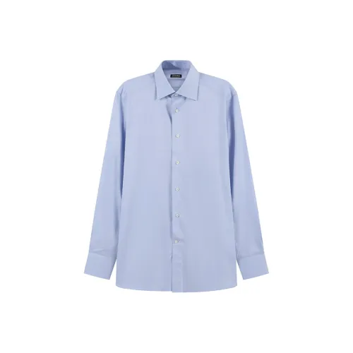 Zegna SS24 Рубашка Мужская Светло-Синяя