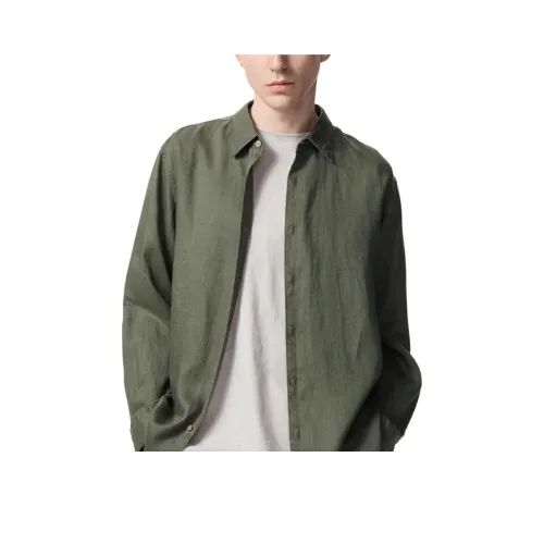 UNIQLO Темно-оливковая унисекс рубашка