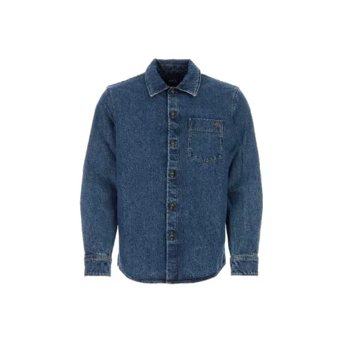 A.P.C. Joint Paragraph Blue Men's Shirts A.P.C. Joint Paragraph Синий Мужские Рубашки