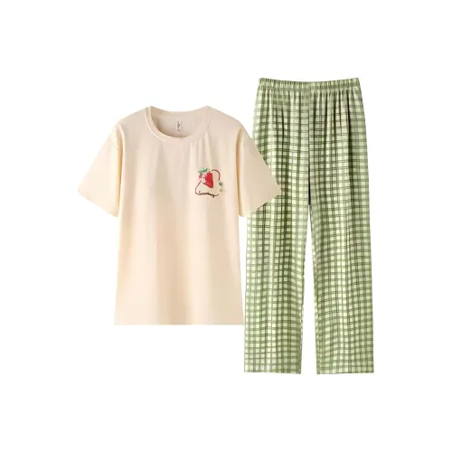 ZAO FU NIAO Пижамный комплект Женский Абрикос Клубника