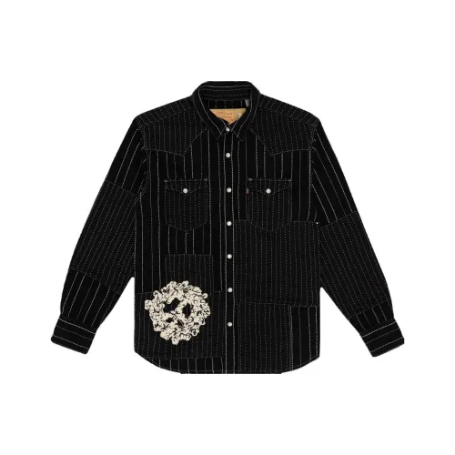 Levis Denim Tears Co Фирменный черный унисекс рубашки