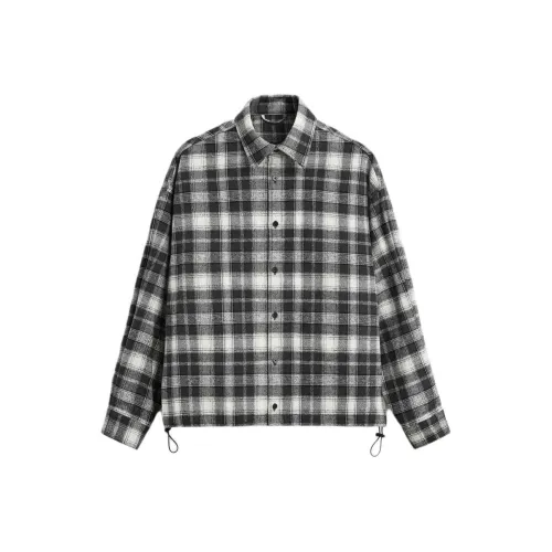 ZARA Новогодний Черный/Белый Мужские Рубашки