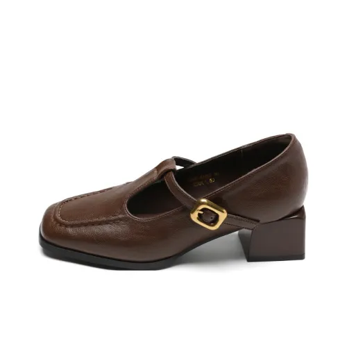 ZHR Квадратный каблук Mary Jane обувь 4,5 см Женская