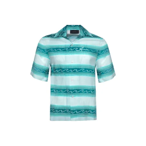 AMIRI Мужские рубашки аква-синего цвета
