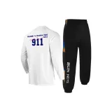 911 Длинный рукав [Белый] + Net off-Пуговица Тренировочные брюки