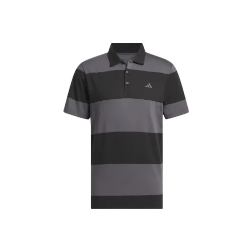Adidas Colorblock Rugby Stripe Polo Polo Мужской Черный Серый